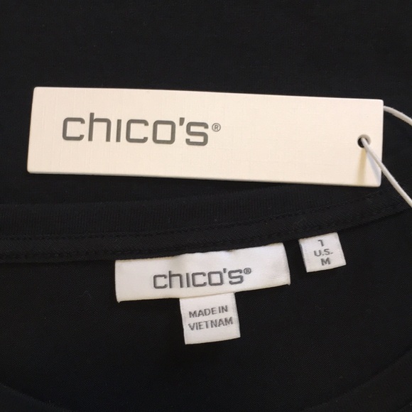 CHICO'S | Black Contrast Embellished Knit Top - Picture 15 of 16